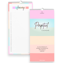 Load image into Gallery viewer, Perpetual Birthday & Anniversary Calendar | Undated Wire-Bound Wall Calendar, 6"x12" | Premium 120gsm Paper