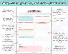 Load image into Gallery viewer, Ultimate ADHD Planner Bundle | Printable ADHD Neurodivergent Daily Life Planner, Fitness, Goal, Finances & Budget, Self Care Planner | Colorful Sky