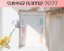 Load image into Gallery viewer, Kids Summer Calendar 2023 | Summer Poster, Summer Countdown, Printable Planner & Checklist | Colorful Sky