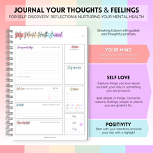 Load image into Gallery viewer, Mental Health Journal | Daily Gratitude, Self Care, Intentions, Affirmations and Nutrition | A5