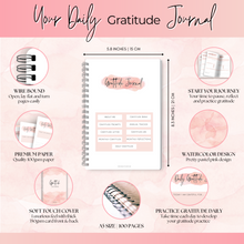 Load image into Gallery viewer, Gratitude & Mindfulness Journal | Gratitude Template, Self Care Planner, Positivity Diary, Daily Journal, Gratitude Jar, Wellness, Manifestation Journal | A5 Pink Watercolor