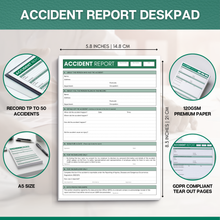 Load image into Gallery viewer, Accident Report Desk Pad – 50 Page GDPR Compliant Workplace Accident Book | Health & Safety Incident Reporting Pad | A5
