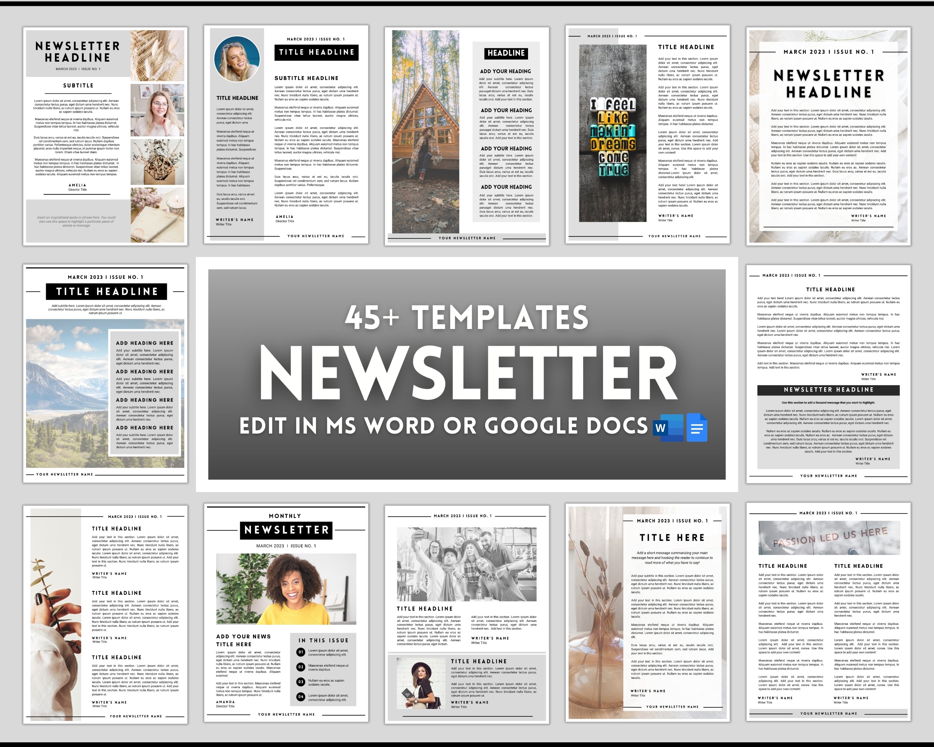 EDITABLE Newsletter Template Great for Monthly newsletters and More!