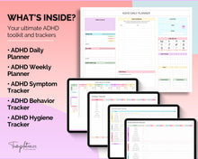 Load image into Gallery viewer, ADHD Planner Spreadsheet for Neurodivergent Adults | Google Sheets Daily & Weekly Planner, Symptom Tracker, Brain Dump & To Do Lists | Rainbow