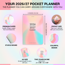 Load image into Gallery viewer, 2026-2027 Pocket Planner | Small A6 Size - Fits in Your Bag | Two-Year Calendar | Premium 120gsm Paper | Portable & Durable Design