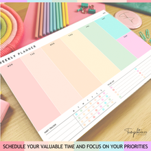 Load image into Gallery viewer, Weekly Planner Notepad - Daily, Weekly Schedule, To Do List Desk Pad, Productivity Planner & Time Management, ADHD Planner | 50 Undated Tear Away Sheets | A4 Colorful