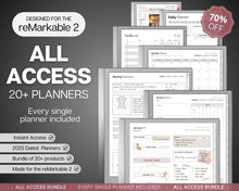 Load image into Gallery viewer, ALL ACCESS template pack for the reMarkable 2 | 2025 Daily Planner, Digital To Do List, Meeting Minutes, Journal & Notebook, Calendar, Tasks