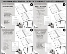 Load image into Gallery viewer, Ultimate ADHD Planner Bundle | Printable ADHD Neurodivergent Daily Life Planner, Fitness, Goal, Finances & Budget, Self Care Planner | Mono