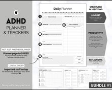 Load image into Gallery viewer, Ultimate ADHD Planner Bundle | Printable ADHD Neurodivergent Daily Life Planner, Fitness, Goal, Finances & Budget, Self Care Planner | Mono