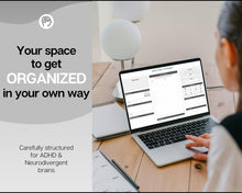Load image into Gallery viewer, ADHD Planner Spreadsheet for Neurodivergent Adults | Google Sheets Daily & Weekly Planner, Symptom Tracker, Brain Dump & To Do Lists | Mono
