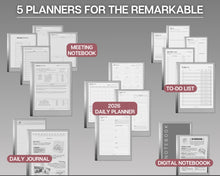Load image into Gallery viewer, ESSENTIALS template pack for the reMarkable 2 | 2026 Daily Planner, Digital To Do List, Meeting Minutes, Meeting Notes, Journal & Notebook