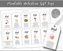 Load image into Gallery viewer, Marriage Milestone Wine Basket Tags | Printable Wine Bottle Gift Tag Labels for Newlyweds and Bridal Showers