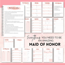 Load image into Gallery viewer, Maid of Honor Planner – Wedding Planning Organizer for Bridesmaids | Bachelorette & Bridal Shower | Matron of Honor, 120gsm Premium Paper, Soft Touch Cover | Wedding Checklists & More | A5 Pink