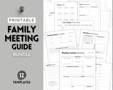 Load image into Gallery viewer, Family Meeting Guide - 12pg Printable Bundle with Meeting Agenda | Family Calendar, Household Planner & Home Organization | Mono