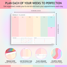 Load image into Gallery viewer, Weekly Planner Notepad - Daily, Weekly Schedule, To Do List Desk Pad, Productivity Planner & Time Management, ADHD Planner | 50 Undated Tear Away Sheets | A4 Colorful