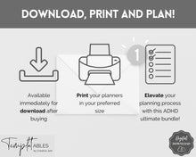 Load image into Gallery viewer, Ultimate ADHD Planner Bundle | Printable ADHD Neurodivergent Daily Life Planner, Fitness, Goal, Finances & Budget, Self Care Planner | Mono