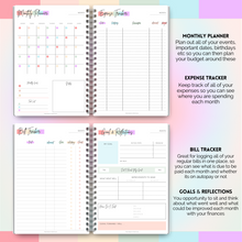 Load image into Gallery viewer, Budget Planner & Monthly Bill Organizer | Finance Budget Planner, Financial Savings, Debt, Income, Expenses, Spending & Bill Trackers | A5 Pastel Rainbow