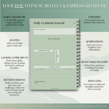 Load image into Gallery viewer, Gratitude & Mindfulness Journal | Gratitude Template, Self Care Planner, Positivity Diary, Daily Journal, Gratitude Jar, Wellness, Manifestation Journal | A5 Green