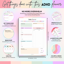 Load image into Gallery viewer, ADHD Daily Planner Notepad for Neurodivergent Adults - Productivity Daily Planner Desk Pad & Task Management to Stay Organized and Focused | 50 Undated Tear Away Sheets A4