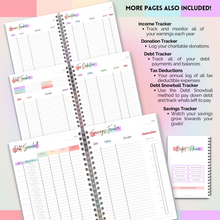 Load image into Gallery viewer, Budget Planner & Monthly Bill Organizer | Finance Budget Planner, Financial Savings, Debt, Income, Expenses, Spending & Bill Trackers | A5 Pastel Rainbow