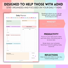 Load image into Gallery viewer, ADHD Daily Planner Notepad for Neurodivergent Adults - Productivity Daily Planner Desk Pad & Task Management to Stay Organized and Focused | 50 Undated Tear Away Sheets A4