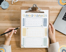 Load image into Gallery viewer, Kids Summer Calendar 2023 | Summer Poster, Summer Countdown, Printable Planner & Checklist | Dinosaur