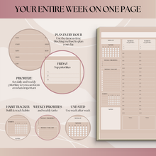 Load image into Gallery viewer, Weekly Hourly Planner Notepad, Daily Planner Desk Pad, Weekly Schedule, To Do List Note Pad, ADHD Planner | 50 Undated Tear Away Sheets A4 | Lux