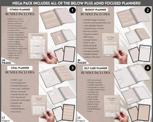 Load image into Gallery viewer, Ultimate ADHD Planner Bundle | Printable ADHD Neurodivergent Daily Life Planner, Fitness, Goal, Finances & Budget, Self Care Planner | Lux