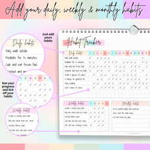 Load image into Gallery viewer, Habit Tracker Calendar – Daily, Weekly & Monthly Habit & Goal Tracker, Wire-Bound Planner with Colorful Design, Premium 250gsm Paper | A5