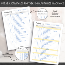 Load image into Gallery viewer, Activity Log Notepad – Daily Work Task Log Book - Undated Task Planner & Tracker with 50 Sheets of Premium 120gsm Paper | A4 Mono