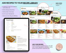 Load image into Gallery viewer, Meal Planner Notion Template | Digital Recipe Manager, Grocery List &amp; Recipe Book
