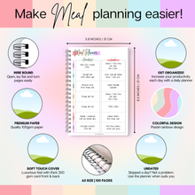 Load image into Gallery viewer, Weekly Meal Planner & Food Diary | Food Journal for Tracking Meals & Shopping, Grocery List | Meal Prep Planner | A5 Rainbow