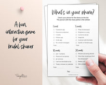 Load image into Gallery viewer, 'What’s in your Phone?' Bridal Shower Game Printable