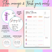 Load image into Gallery viewer, Weekly Meal Planner Notepad, Food Diary, Meal Diet Desk Pad & Nutrition Tracker Note Pad, Grocery List | 50 Undated Tear Away A4 Pages