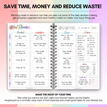 Load image into Gallery viewer, Weekly Meal Planner & Food Diary | Food Journal for Tracking Meals & Shopping, Grocery List | Meal Prep Planner | A5 Rainbow