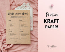 Load image into Gallery viewer, 'What’s in your Phone?' Bridal Shower Game Printable