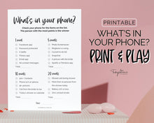 Load image into Gallery viewer, 'What’s in your Phone?' Bridal Shower Game Printable