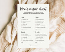 Load image into Gallery viewer, 'What’s in your Phone?' Bridal Shower Game Printable