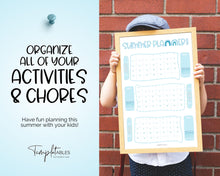 Load image into Gallery viewer, Kids Summer Calendar 2023 | Summer Poster, Summer Countdown, Printable Planner & Checklist | Blue