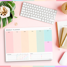 Load image into Gallery viewer, Weekly Planner Notepad - Daily, Weekly Schedule, To Do List Desk Pad, Productivity Planner & Time Management, ADHD Planner | 50 Undated Tear Away Sheets | A4 Colorful
