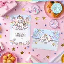 Load image into Gallery viewer, Unicorn Party Invitations | 35 Pack with Envelopes & Stickers
