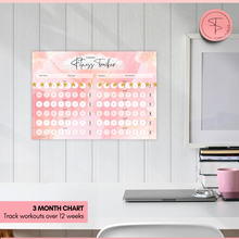 Load image into Gallery viewer, 3-Month Fitness Tracker with Gold Stars to Track Daily Workouts | Pink A4