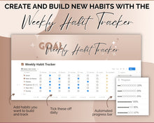 Load image into Gallery viewer, Notion Goal Planner for 2024 | Goals Tracker with SMART Goal Setting Template, Habits, Reflections, Vision Board, Aesthetic Dashboard &amp; Goal Journal
