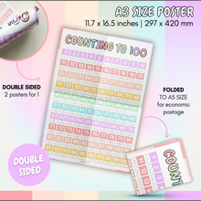 Load image into Gallery viewer, Counting to 100 Poster for Kids – A3 Double-Sided Educational Poster for Nursery, Preschool & Home Learning