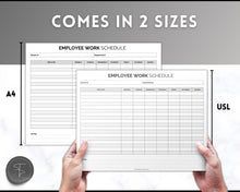 Load image into Gallery viewer, Employee Work Schedule & Time Tracker | EDITABLE Employee Time Sheet Template for Google Docs & Microsoft Word