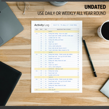 Load image into Gallery viewer, Activity Log Notepad – Daily Work Task Log Book - Undated Task Planner & Tracker with 50 Sheets of Premium 120gsm Paper | A4 Mono