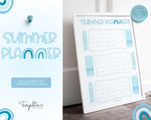 Load image into Gallery viewer, Kids Summer Calendar 2023 | Summer Poster, Summer Countdown, Printable Planner & Checklist | Blue