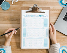 Load image into Gallery viewer, Kids Summer Calendar 2023 | Summer Poster, Summer Countdown, Printable Planner & Checklist | Blue