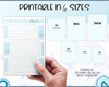 Load image into Gallery viewer, Kids Summer Calendar 2023 | Summer Poster, Summer Countdown, Printable Planner & Checklist | Blue