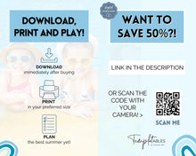 Load image into Gallery viewer, Kids Summer Calendar 2023 | Summer Poster, Summer Countdown, Printable Planner & Checklist | Blue